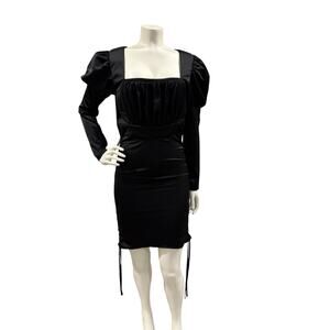 Lola May Dress Womens 8 Black Balloon Sleeve Minimalist Modern Vampy Sexy Goth